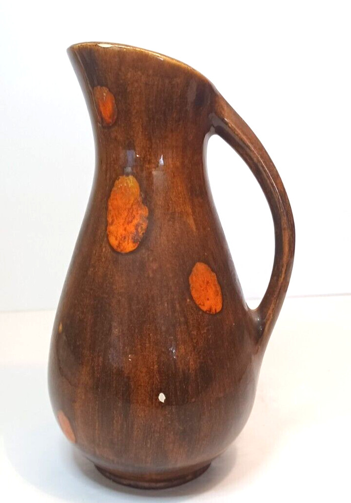 Brown Pitcher Vase Ewer 8" Tall
