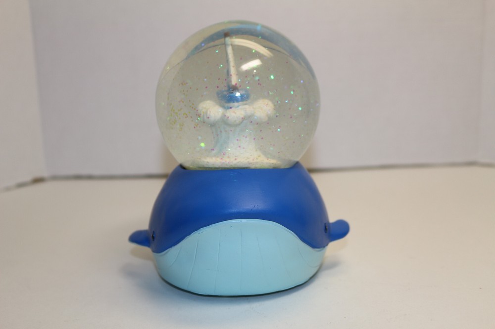 Cracker Barrel Whale Sailboat Color Changing Continual Glitter Motion Globe