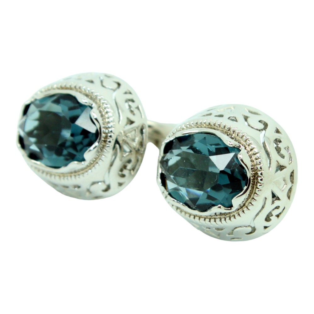 Blue and Silver Cufflinks Oval Shape