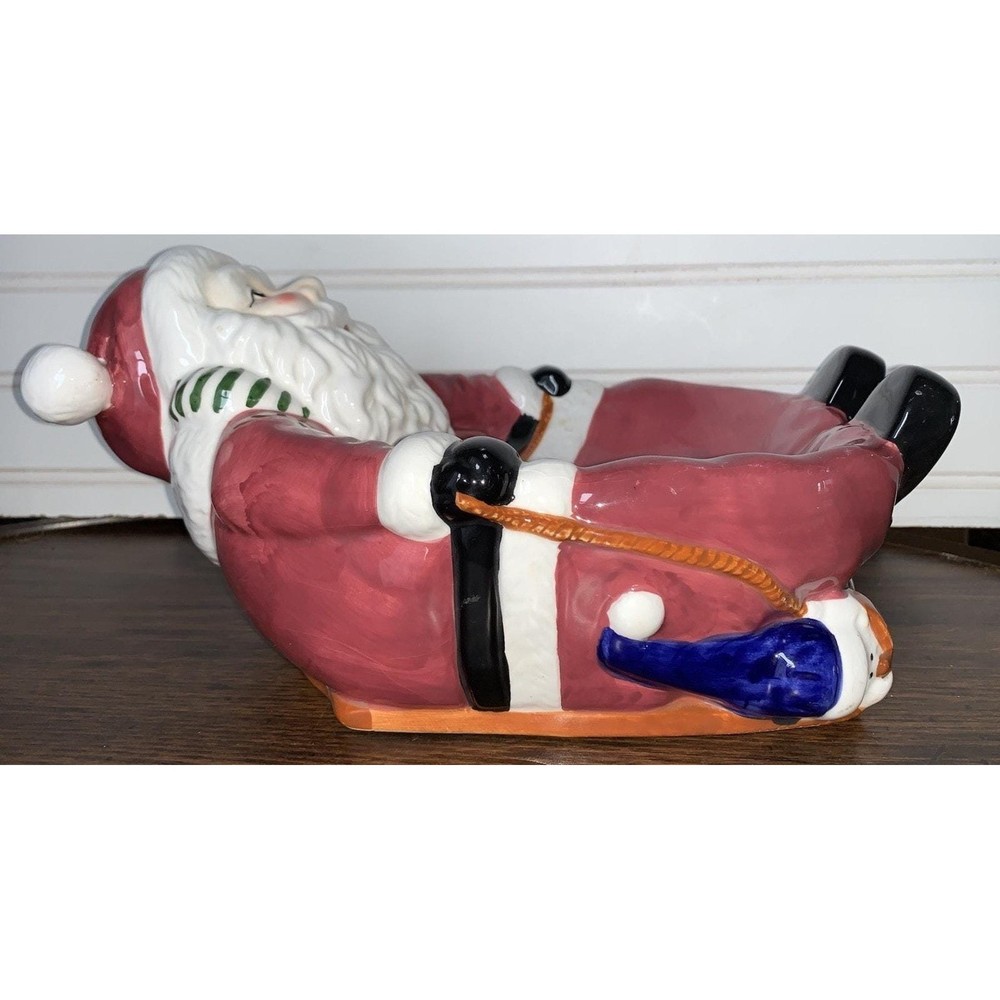 Santa Lying Down Talking Candy Dish Works With Batteries Motion Sensor