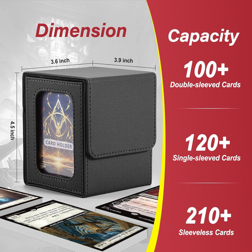 MTG Deck Box, Double Display Window MTG, Commander Deck Box Fits 120+ Single Sle