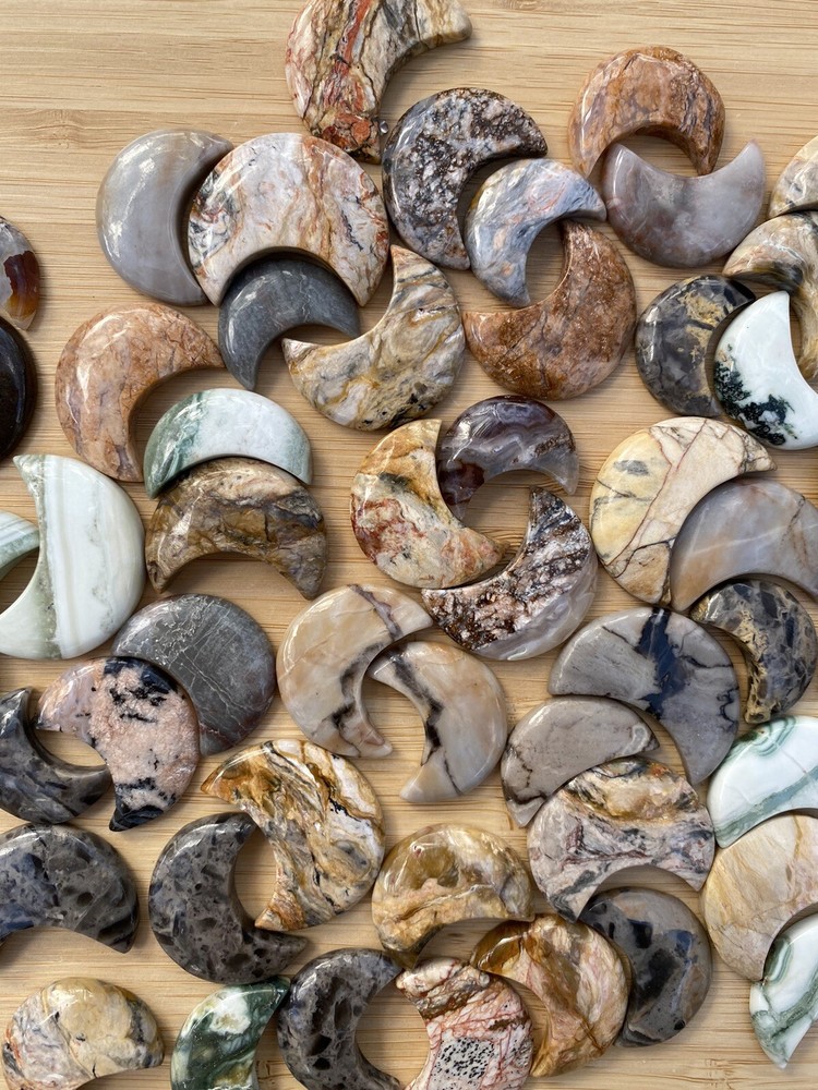 Mixed Jasper Moon Cabochons AAA+