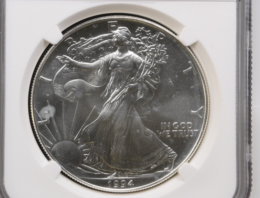 1994 $1 Silver American Eagle--NGC UNC MS67