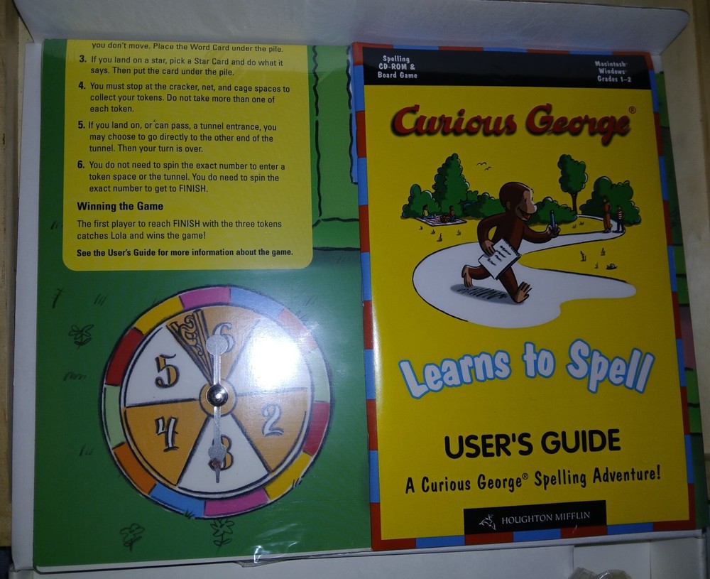 Curious George Learns to Spell CD-ROM PC Game, Board G. & User's Guide Win98 MAC
