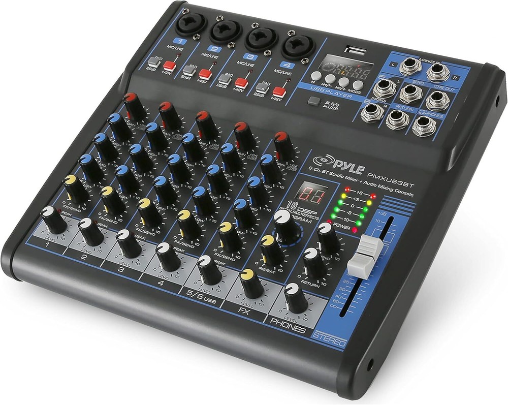 Pyle Professional Audio Mixer Sound Board Console - Desk System Interface with 6