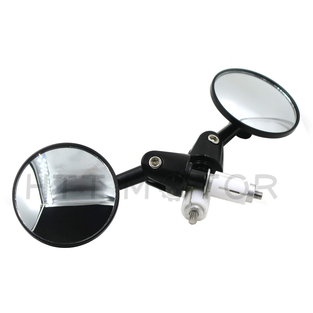 Round Bar End 1" 25MM Mirrors Adjustable Foldable For Harley Davidson Black