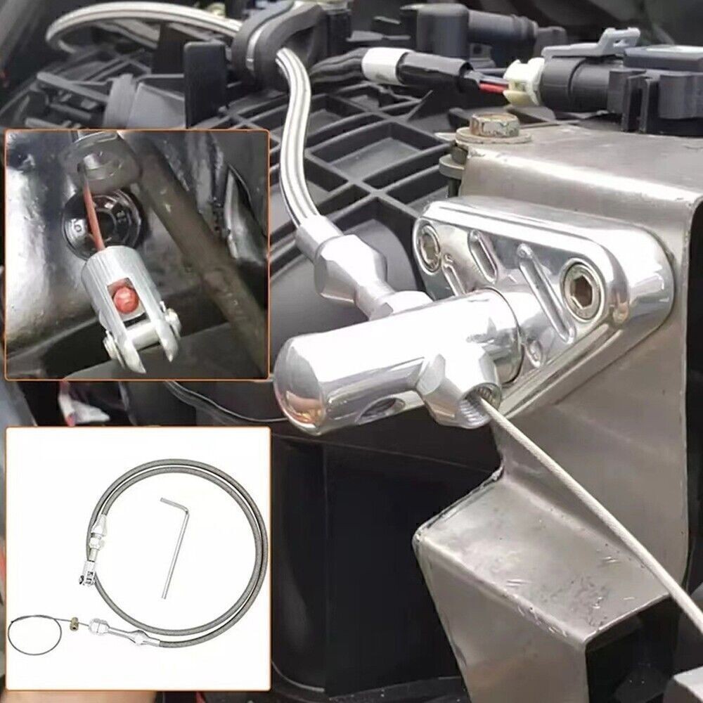 36" Length Adjustable Car Throttle Cable Accelerator Cable Replacement Silver E