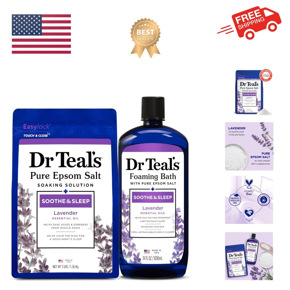Dr. Teal's Epsom Salt Soaking Solution and Foaming Bath with Pure Epsom Salt ...