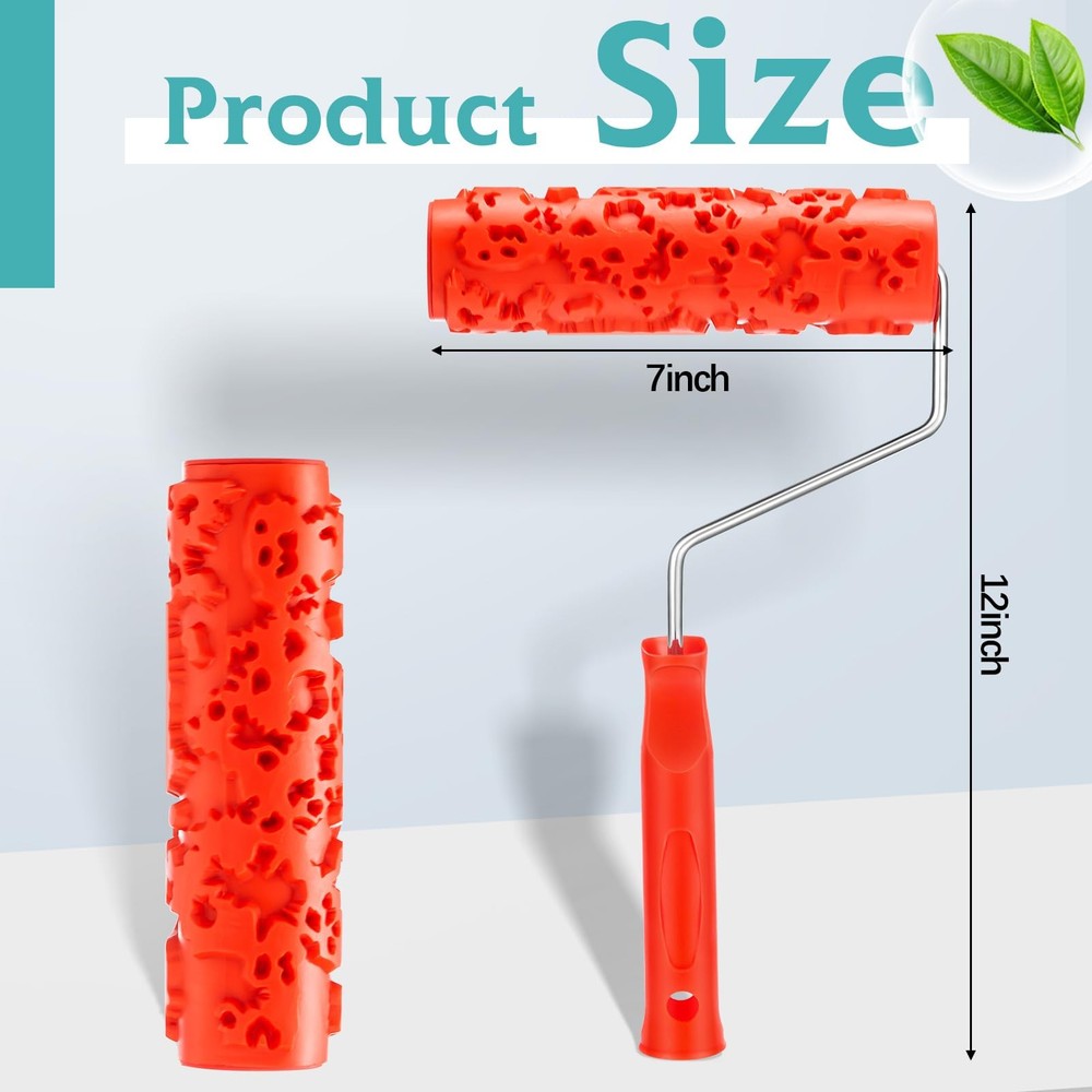 2 Pcs 7'' Texture Roller Pattern Paint Roller for Wall Decoration Classic Rub...