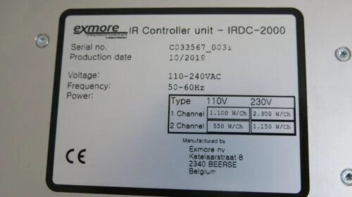 INFRA RED SHRINK CONTROLLER | EXMORE IRDC-2000 INFRA RED SHRINK CONTROLLER