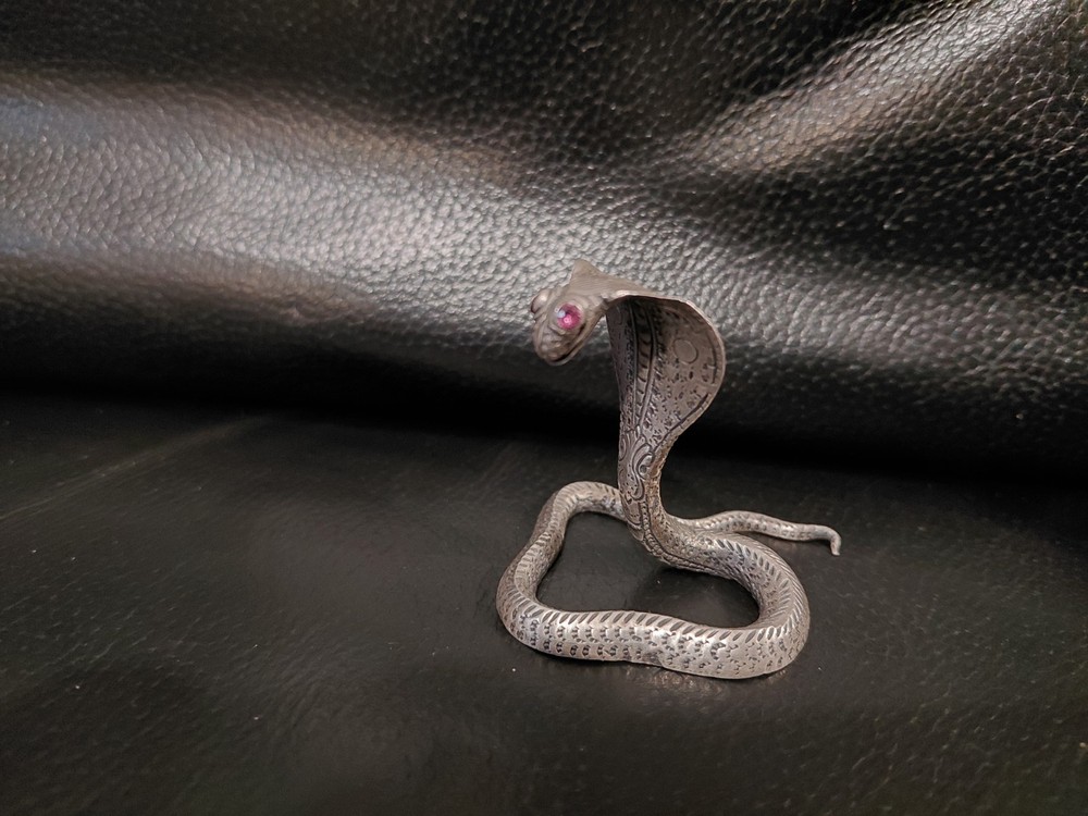 Indian Silver Cobra Ruby Inset Eyes
