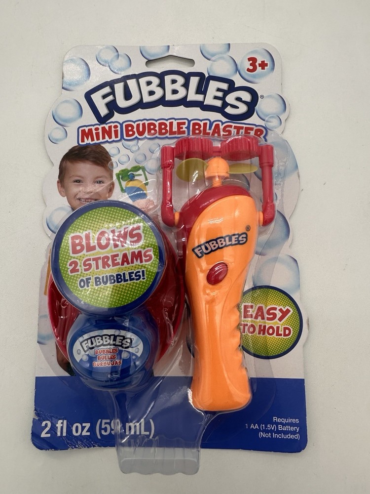 Fubbles Mini Orange Bubble Blaster & Solution Lot Of 2