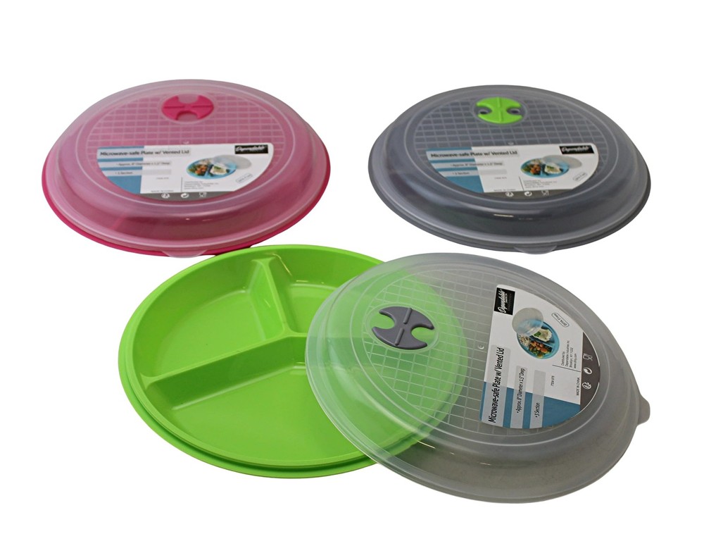 4-Pack Divided Microwave Plates with Vented Lids – BPA-, Stackable Meal Prep ...