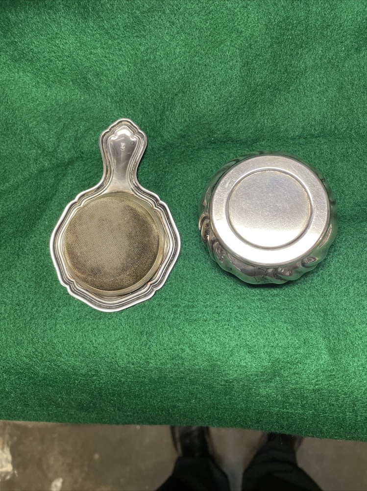 Unusual Vintage Silver Plate Strainer and Base