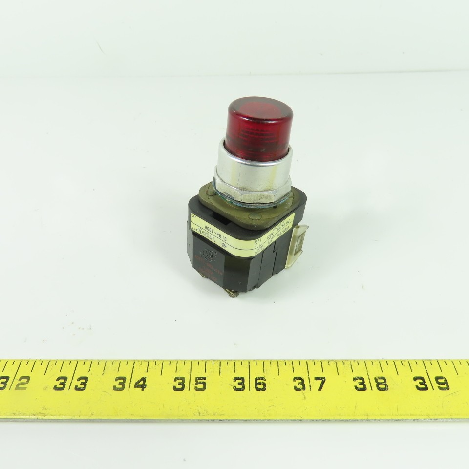 Allen Bradley 800T-PB16 Ser T Red Illuminated Momentary Contact Push Button 120V