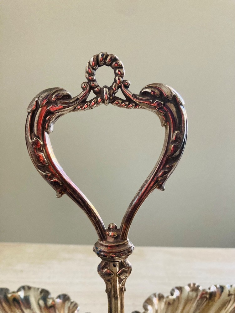 Victorian Breakfast Tea Silver Plated Biscuits Server Shells and Central Hanlde