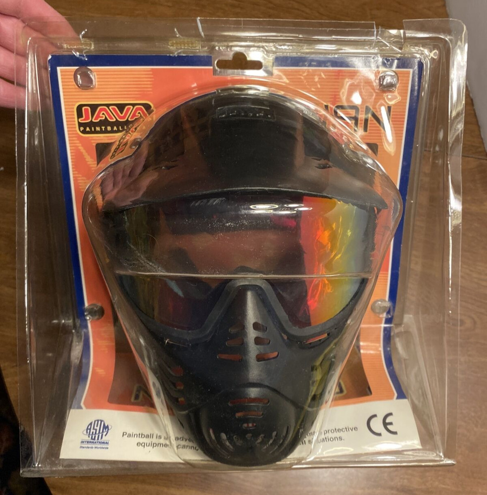 JAVA Paintball Mask Guardian Black Face Semi-Mirrored Thermal Lens Shield *READ*