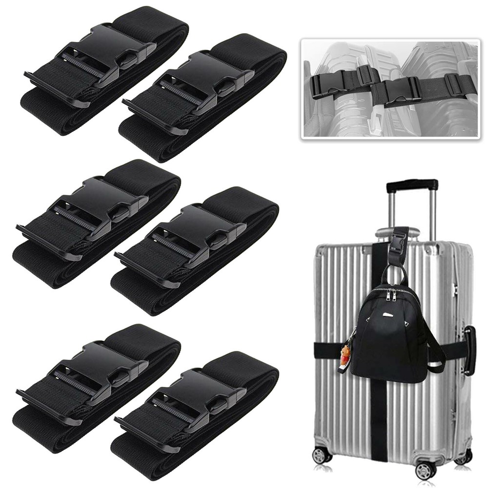 [6 Pack] Multi Adjustable & Flexible Add-A-Bag Straps for Big or Small Luggages