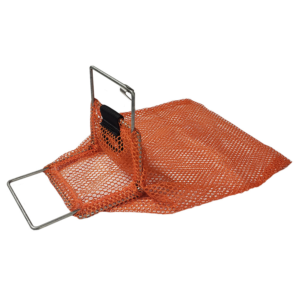 Galvanized Wire Handle Mesh Catch Bag with D-Ring, Approx. 10x15
