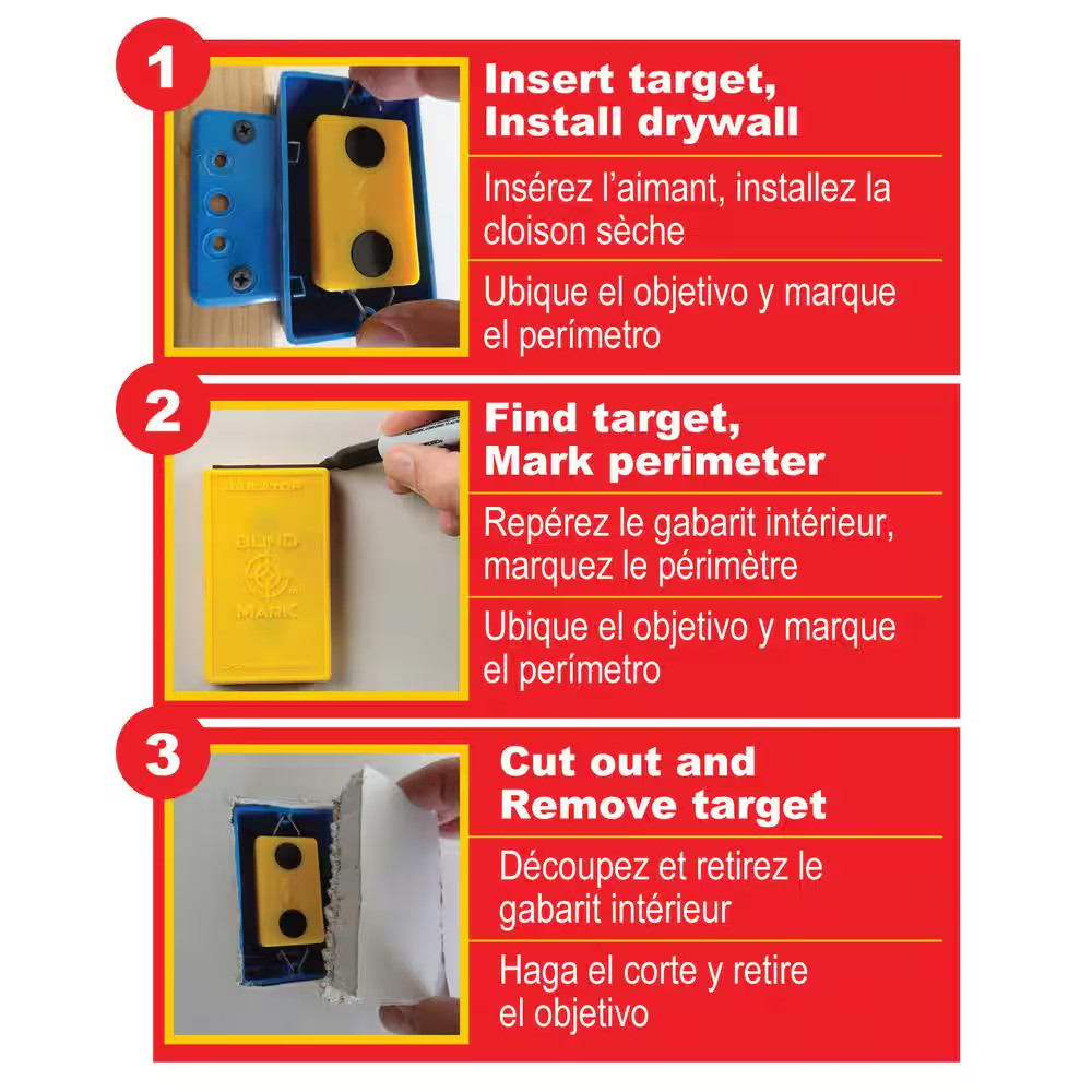 Blind Mark Magnetic Drywall Electrical Box Locating Tool (3-Piece)
