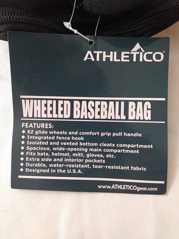 Athletico Power Hitter Rolling Baseball Bag - EZ Glide Wheels