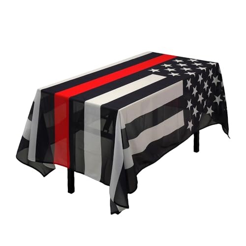 MSFHHA Rectangular Tablecloth Thin Red Line Firemen Firefighter Tablecloth