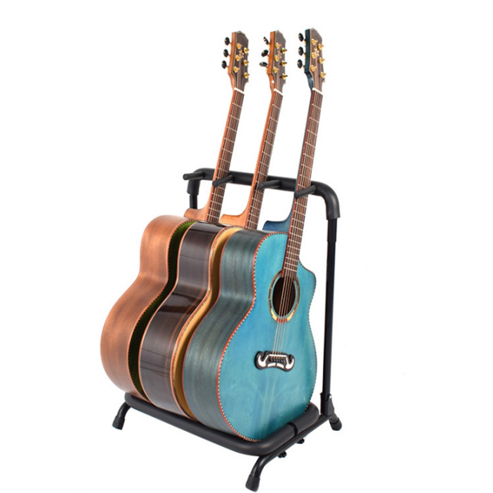 3-Slot Guitar Holder Rack Stand Black