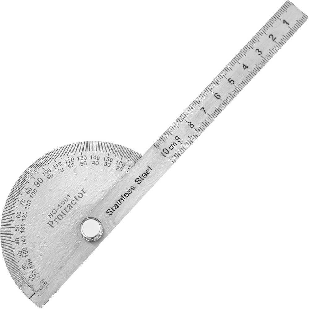 Precision Stainless Steel Angle Protractor & Ruler – 0-180 Degrees Adjustable