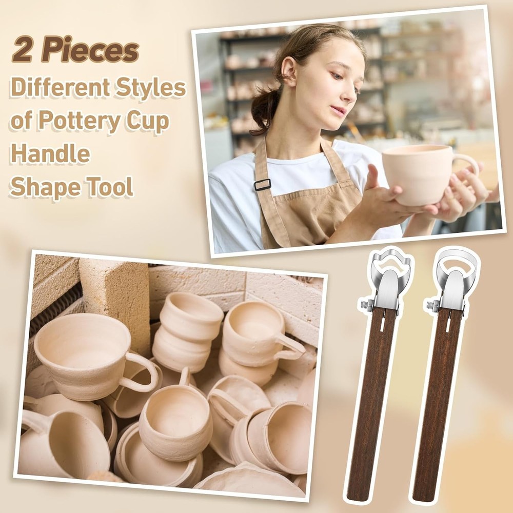 2 Pcs Sculpture Scraper Pottery Carving Tool Pottery Cup Handle Shape Clay Ex...