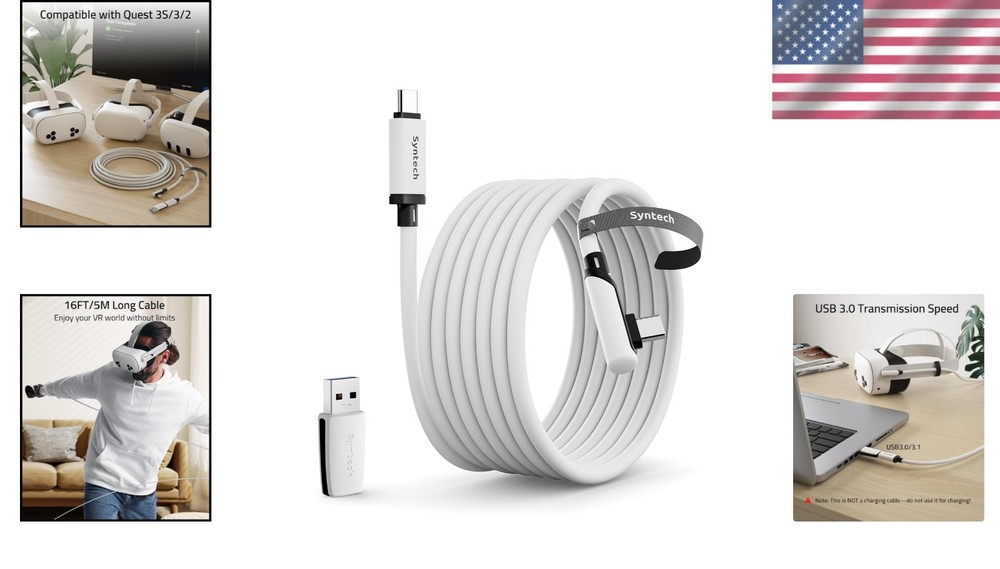 Upgraded 16FT Type C Link Cable for PC VR Gaming - Compatible with Quest Series