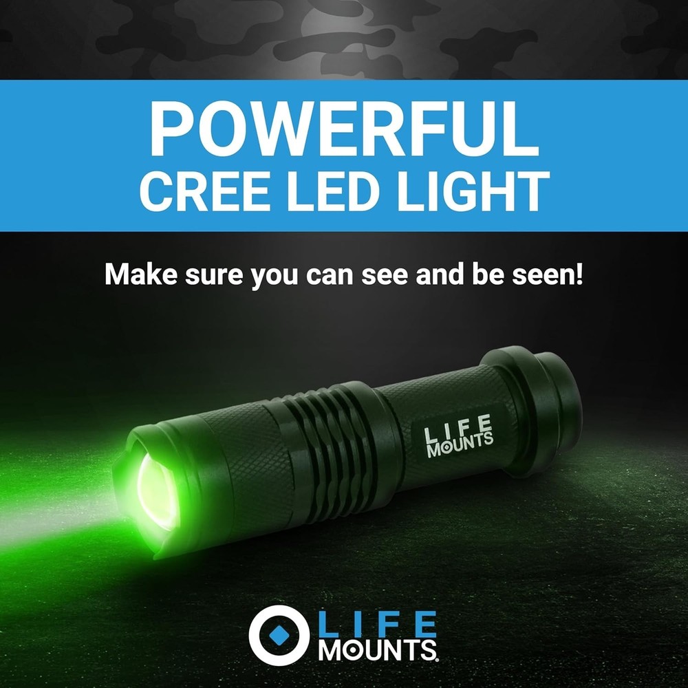 Quick-Detach Tactical Helmet Flashlight - Hands-Free Green LED Mounting System