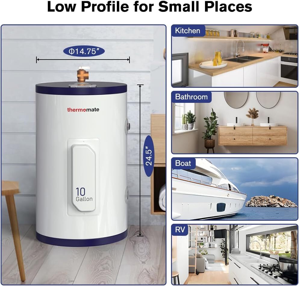 Thermomate Electric Water Heater System 10 Gal Tank Storage Whole House RV Boat