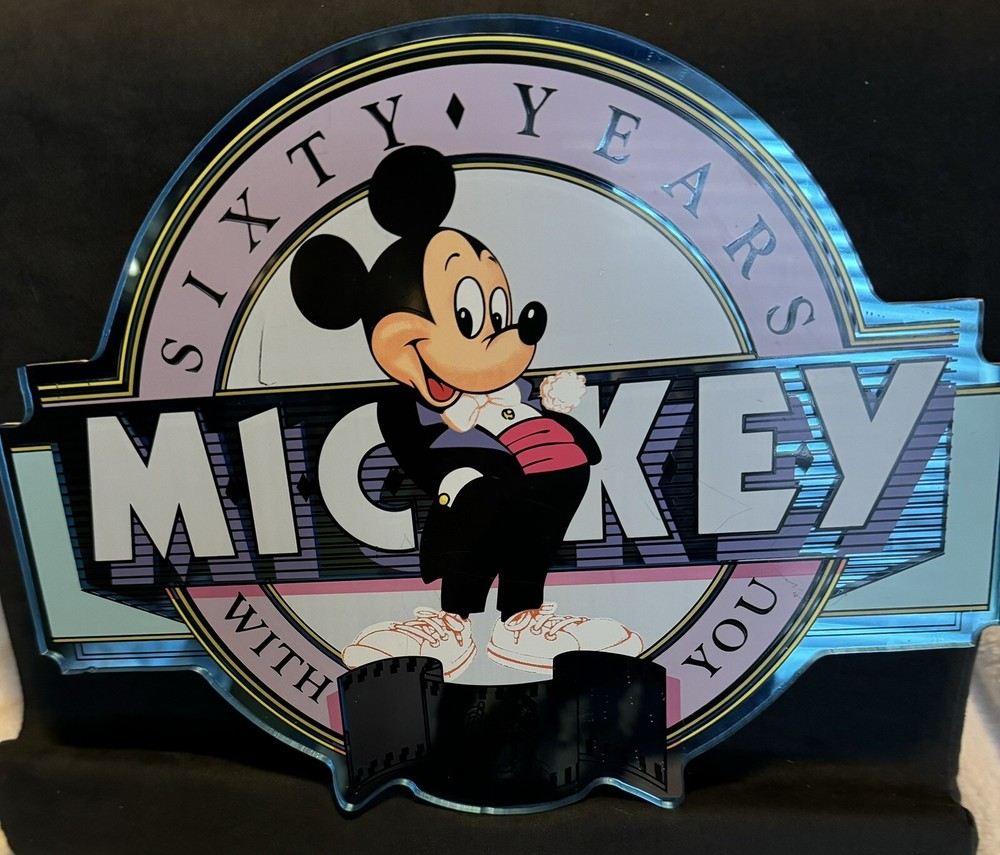 VTG Rare Mickey Mouse 60th Bday Die Cut Sign