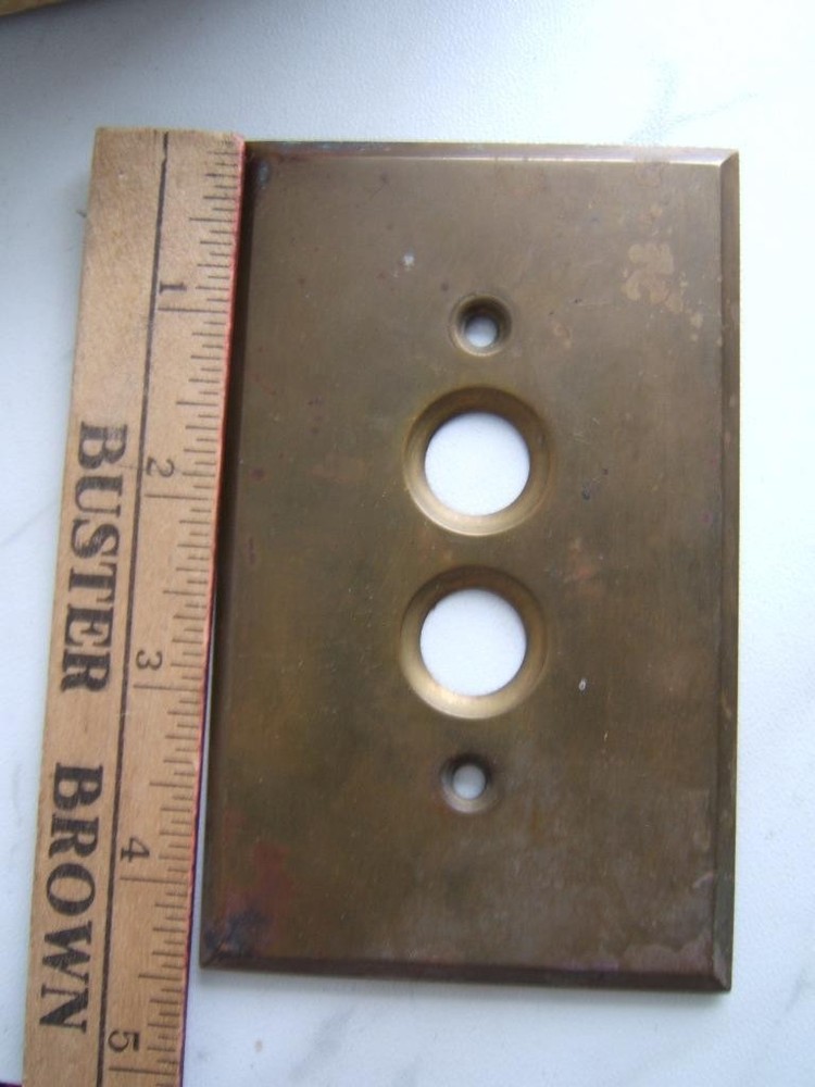 VINTAGE BRASS PUSH BUTTON LIGHT SWITCH COVER