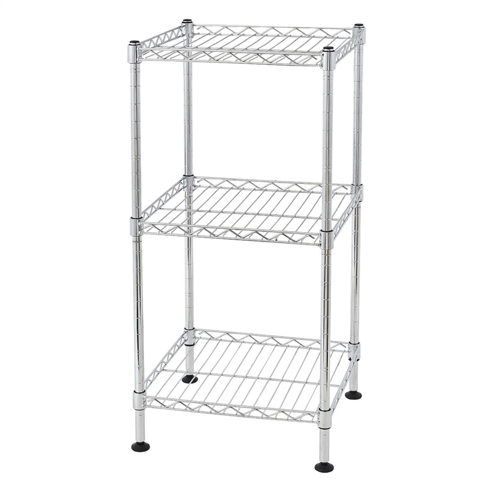 Black 3-Tier Black Wire Shelving Tower