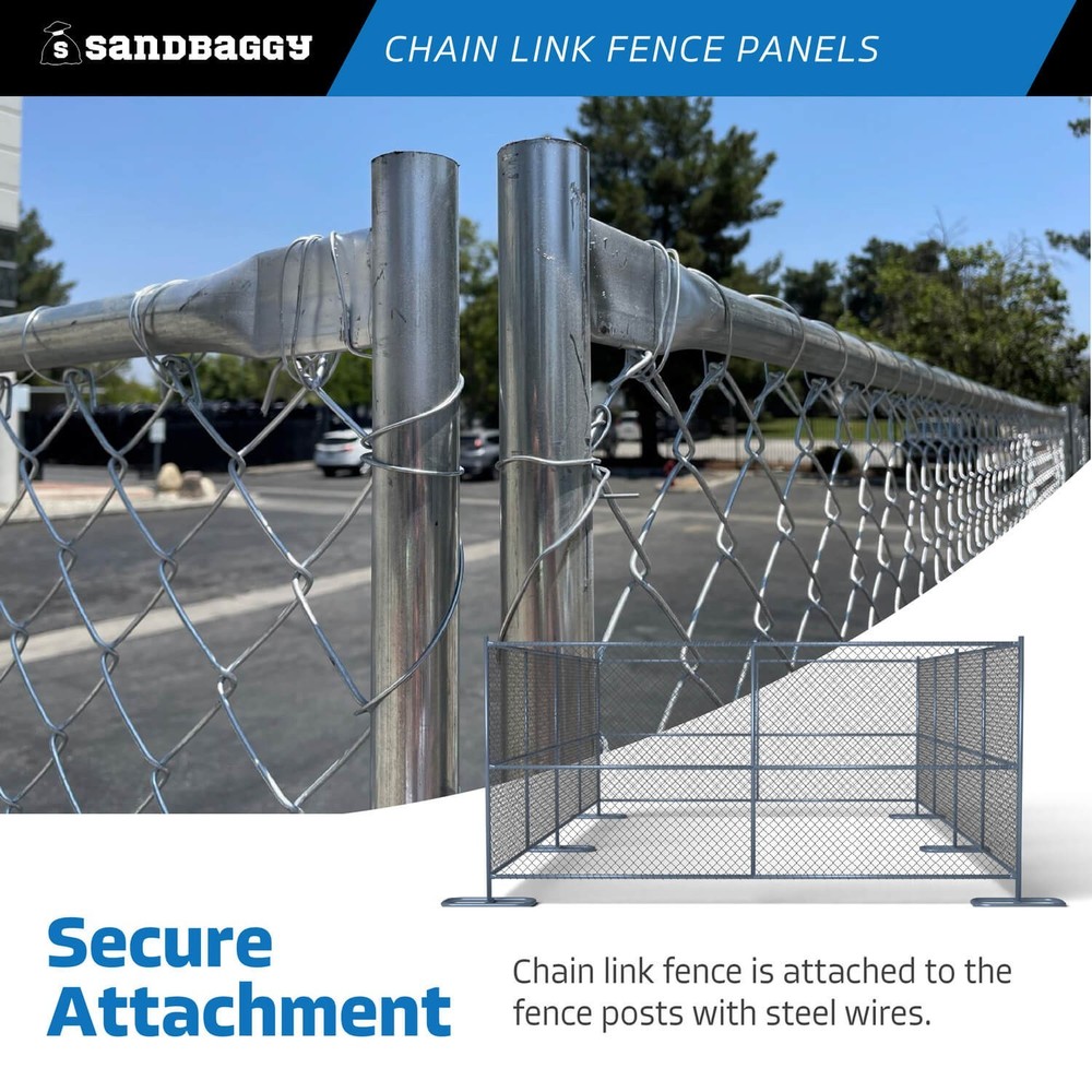 8 ft Temporary Chain Link Fence Panel (Galvanized) - 20 QTY
