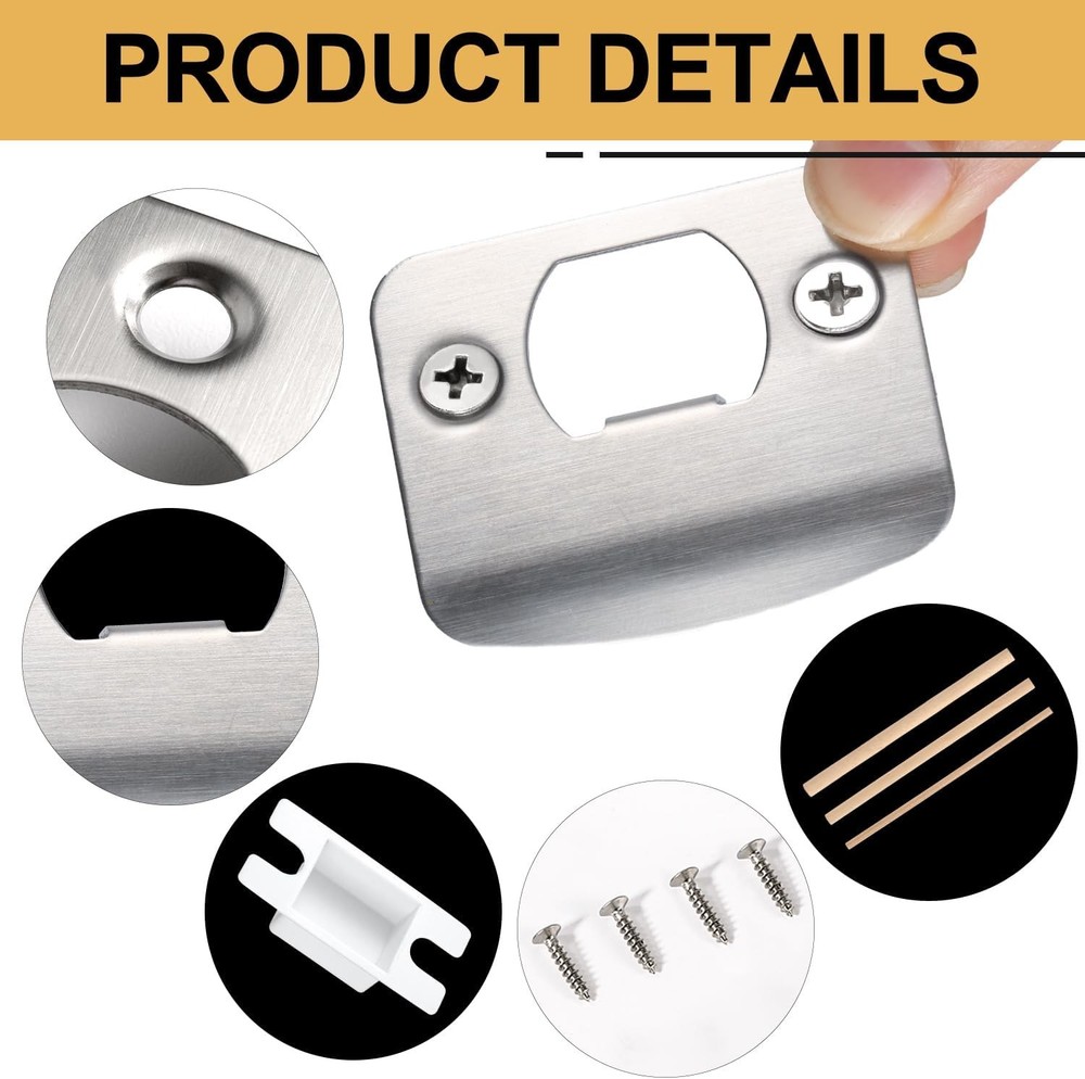 1 Set Door Strike Plate, Standard Latch Restorer with Medium, Silver