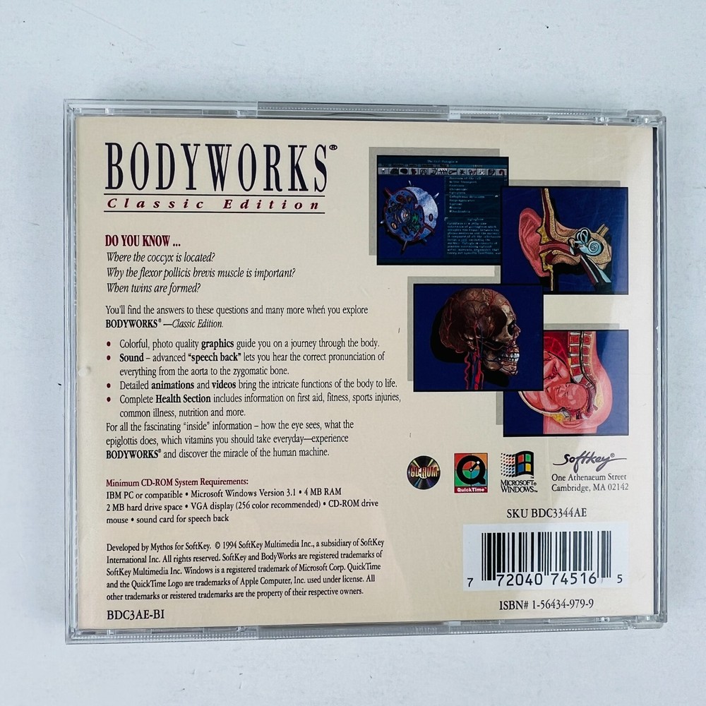 Bodyworks Classic Edition by SoftKey PC CD Software