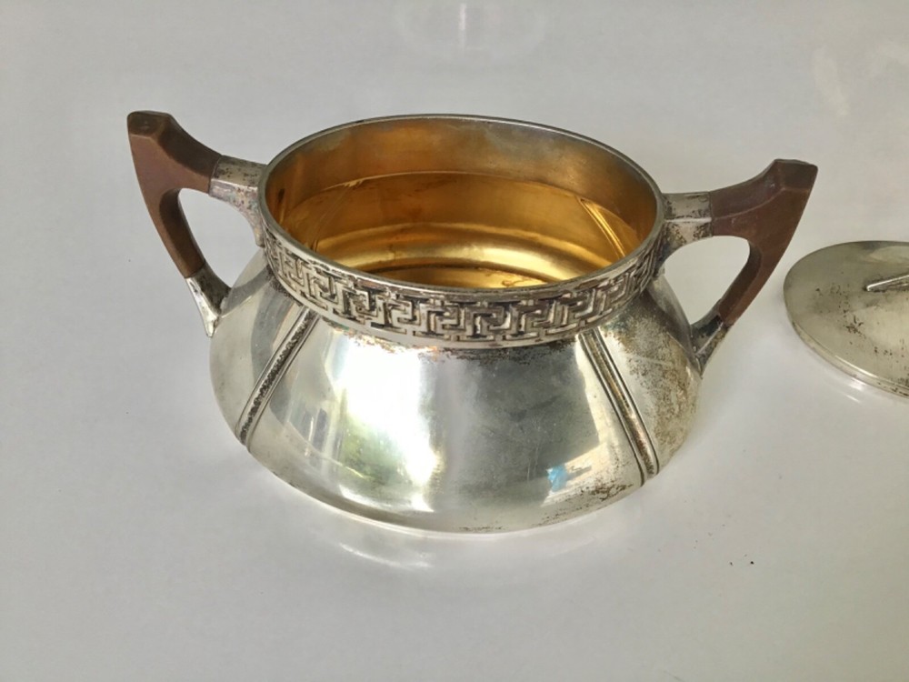 Art Deco antique German 800 solid silver sugar box