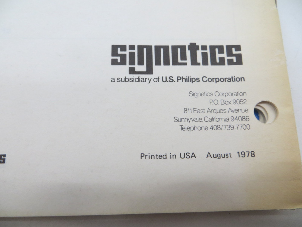 SIGNETICS Application Notes / Product Data Sheets 1978 vtg technology reference