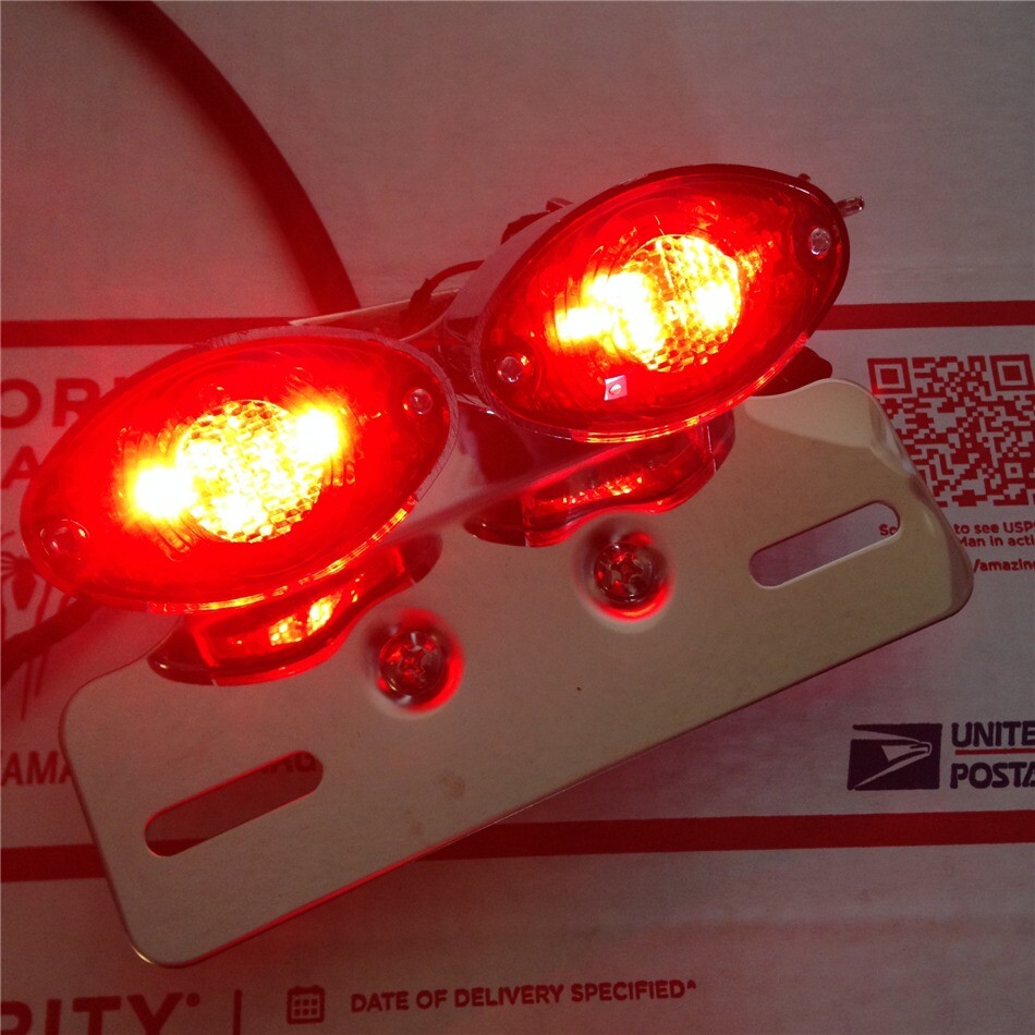 Motorcycle Rear Brake Stop Light License Plate Bracket LED Custom Tail Light