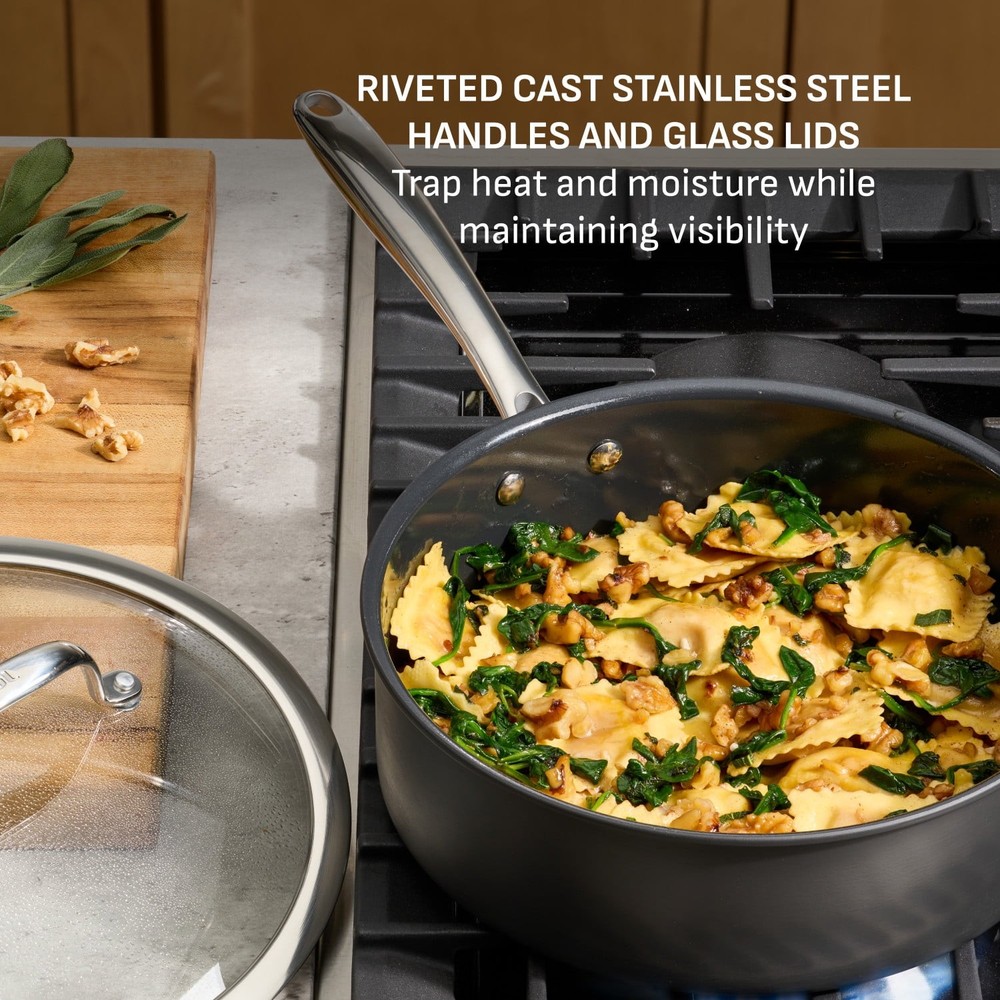 Hard Anodized Sauté Pan 3 Quart Black with Ceramic Nonstick Interior