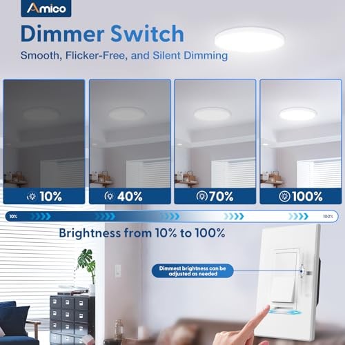 Pack Dimmer Light Switch, Single-Pole or 3-Way Slide Dimmer Standard 6 White