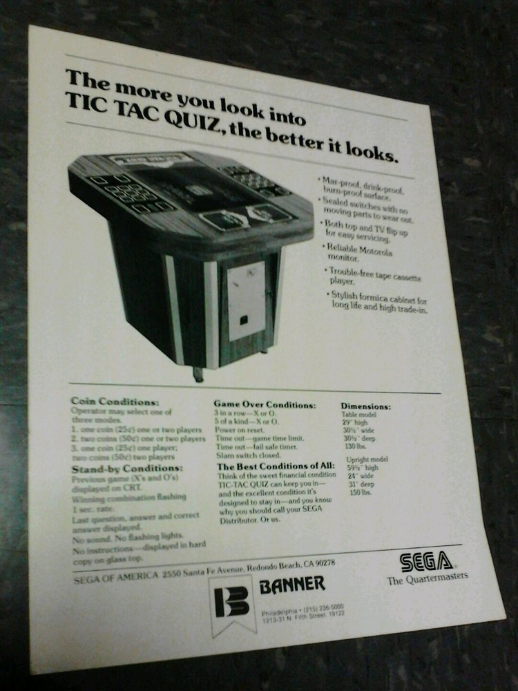 Sega TIC TAC DOUGH flyer- good original