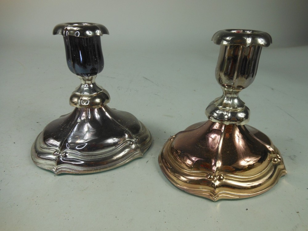 Pair Oneida Silverplate Candlesticks Silver Plated 4 3/4"