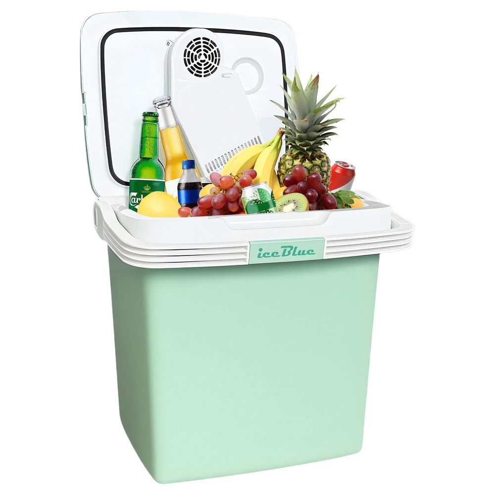Electric Cooler, 26 Liters/28 Cans Mini Fridge with Automatic Locking Handle,...