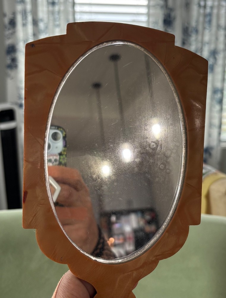 Vintage Celluloid Bakelite handheld mirror