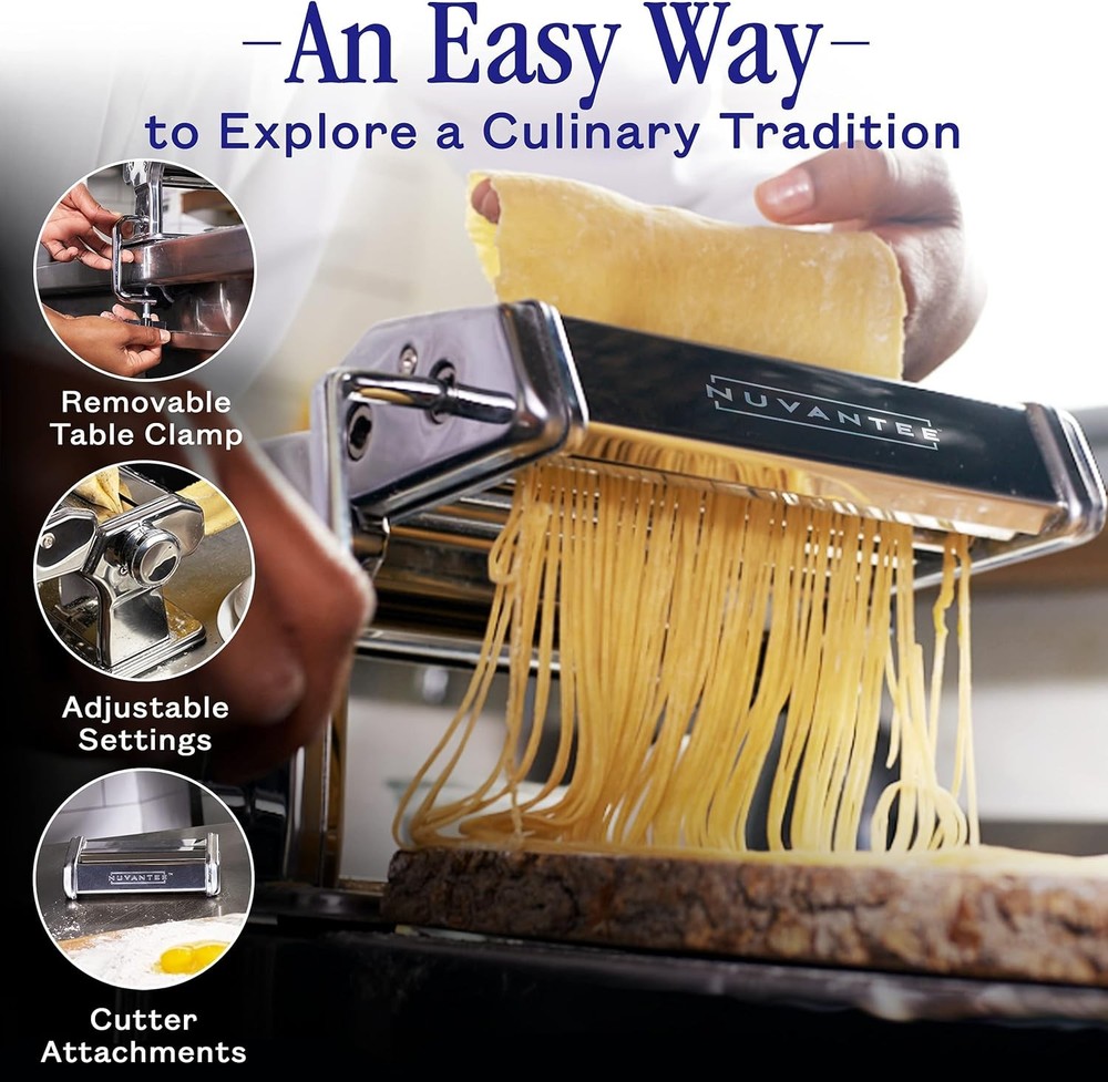 Pasta Maker W/ 7 Adjustable Thickness Settings 2 in 1 Noodle Maker W/ Rollers