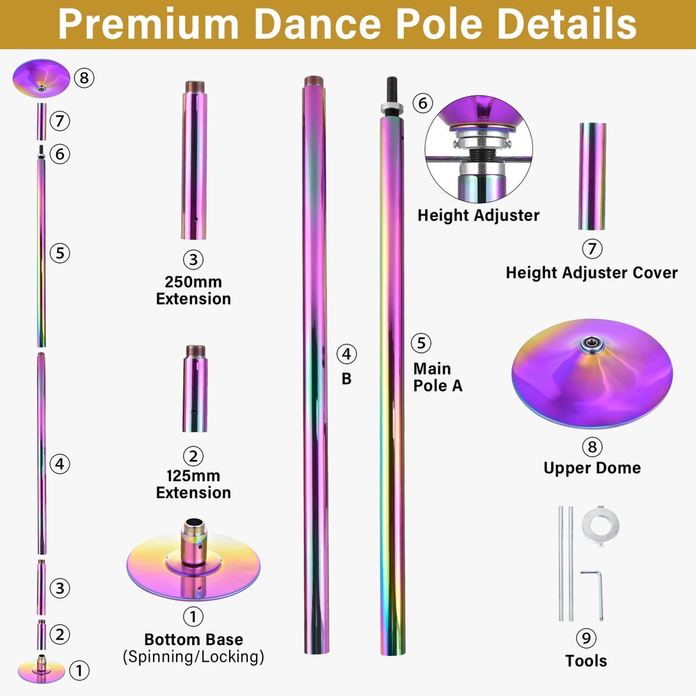 Pole Dance Pole for Home 45mm Spin Static Dancing Pole Professional qualified