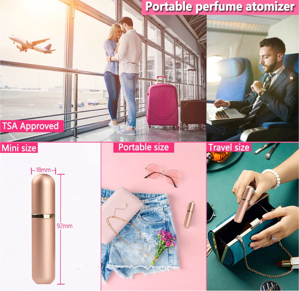 Travel Perfume Bottle Atomizer - 5ML Perfume Atomiser, Scent Pump Case, Leakproo